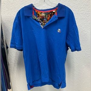 Robert Graham Blue Polo With Skull Detail, 2XL